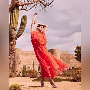 Banana Republic Aveline Crinkle Silk Maxi Dress